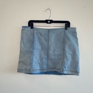 Cute light wash denim mini skirt